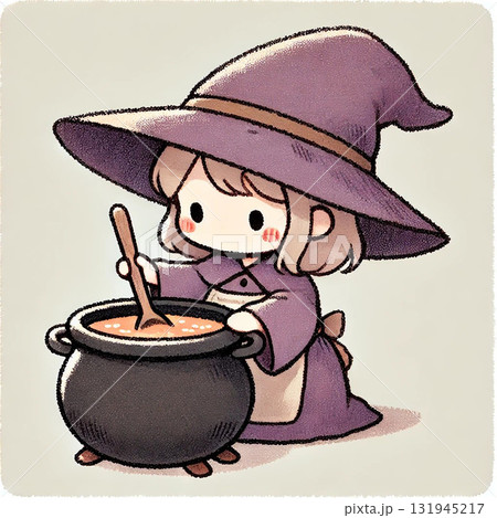 魔女の釜をかき混ぜる魔女 131945217