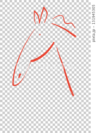 Simple ink painting of a horse profile 2026 New Year's material Red Simple ink painting of a horse profile 2026 New Year's material Red 131945305