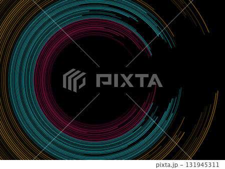 Colorful minimal circular lines abstract tech background Colorful minimal circular lines abstract tech background 131945311