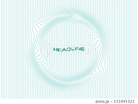 Abstract warped blue teal lines forming distorted circle shape, tech minimal background 131945322