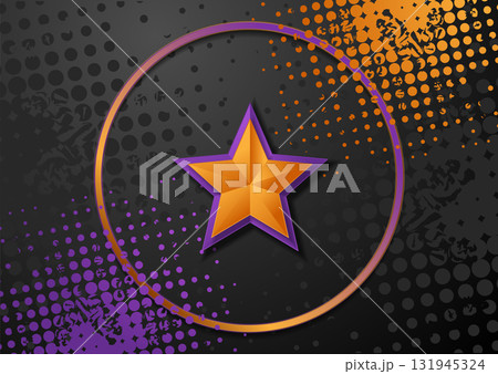 Violet orange contrast 3d star and circle ring geometric grunge background Violet orange contrast 3d star and circle ring geometric grunge background 131945324