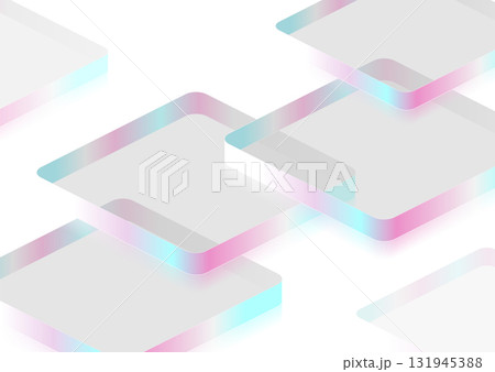 Minimal pastel holographic 3D squares with glass effect on white background Minimal pastel holographic 3D squares with glass effect on white background 131945388