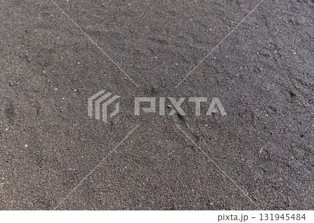 a narrow walking path in the park made of natural finely crushed rubble, not a wide path for pedestrians to walk in the park 131945484