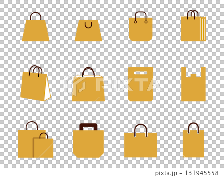 クラフト紙袋などのショッピングバッグのアイコンセット 131945558