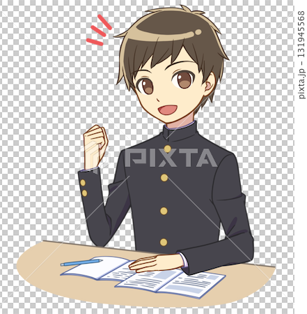 穿著校服學習的男孩,握拳 穿著校服學習的男孩,握拳 131945568