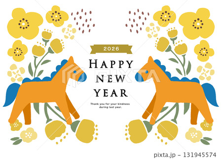 2026年　午年　年賀状テンプレート 131945574