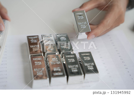 Silver Trading Businessman invest in trading silver while price rising 131945992