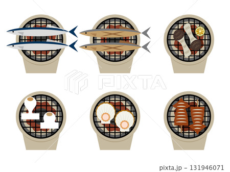 七輪で食材を焼く 七輪で食材を焼く 131946071