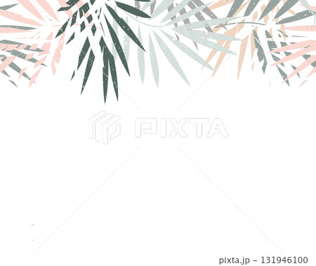 Tropical leaves foliage border. Floral arrangement nature backdrop. Vector illustration isolated on white background 131946100