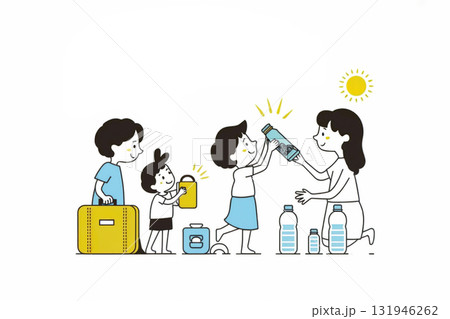 家庭で防災グッズを準備するイラスト 131946262