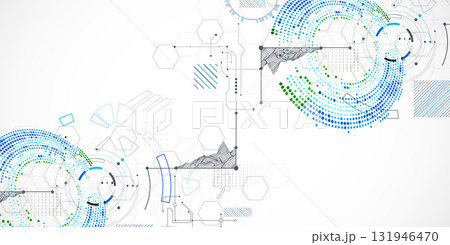 Abstract background. Scientific and technological concept with the use of technical elements formed in the shape of a circle. Vector Abstract background. Scientific and technological concept with the use of technical elements formed in the shape of a circle. Vector 131946470
