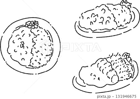 カレーライス　3種類　線のみ 131946675