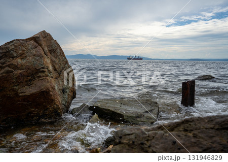 Calm waters of Vladivostok showcase nature's beauty and maritime life 131946829