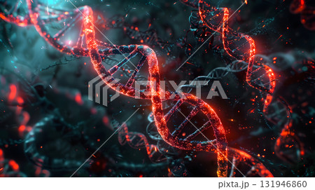 A picture or model of a thread of DNA from a living thing. AI Generated 131946860