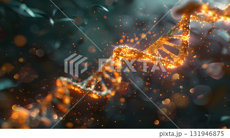 A picture or model of a thread of DNA from a living thing. AI Generated 131946875