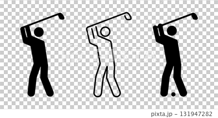 Golf, golfer form, swing illustration icon multiple set vector black and white Golf, golfer form, swing illustration icon multiple set vector black and white 131947282