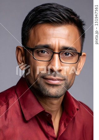South asian man wearing glasses posing professionally South asian man wearing glasses posing professionally 131947561