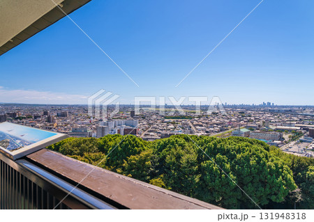 小牧山城、展望室からの眺め〈愛知県小牧市〉 小牧山城、展望室からの眺め〈愛知県小牧市〉 131948318