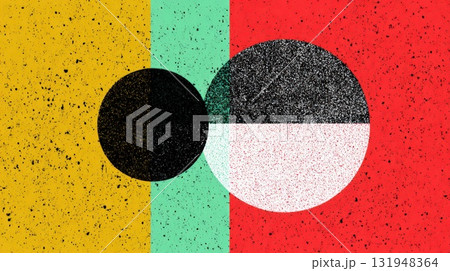 Abstract Geometric Composition With Bold Stripes And Circles In Vibrant Grunge Texture Abstract Geometric Composition With Bold Stripes And Circles In Vibrant Grunge Texture 131948364