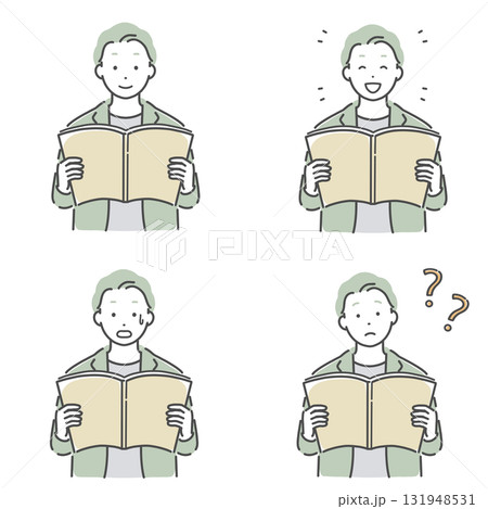 本を読むジャケットの男性 131948531