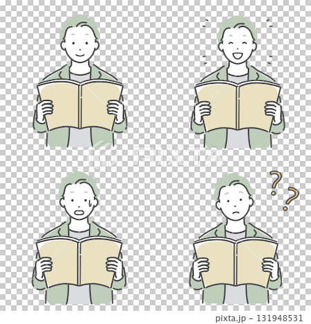 本を読むジャケットの男性 131948531