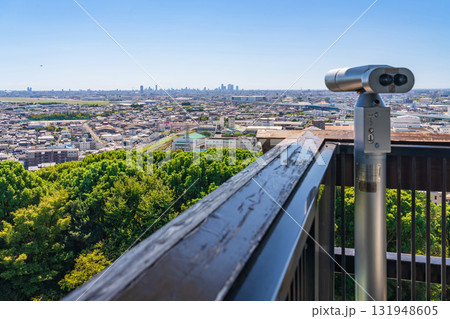 小牧山城、展望室からの眺め〈愛知県小牧市〉 小牧山城、展望室からの眺め〈愛知県小牧市〉 131948605