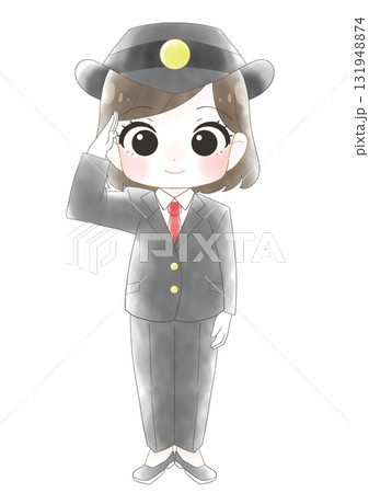 女性駅員のかわいい水彩風イラスト 131948874