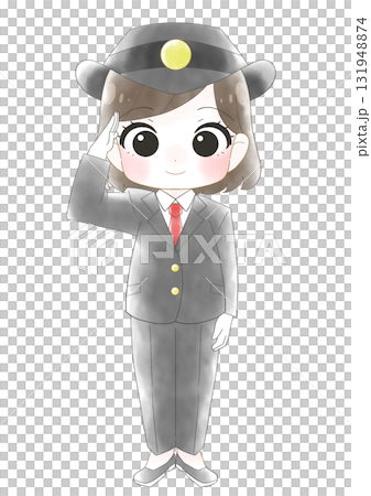 一位女車站服務員的可愛水彩插圖 131948874