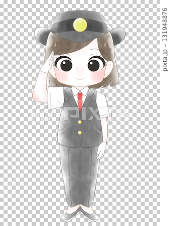 女性駅員のかわいい水彩風イラスト 131948876