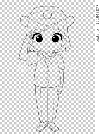 一位女車站服務員的可愛黑白插圖 一位女車站服務員的可愛黑白插圖 131948877