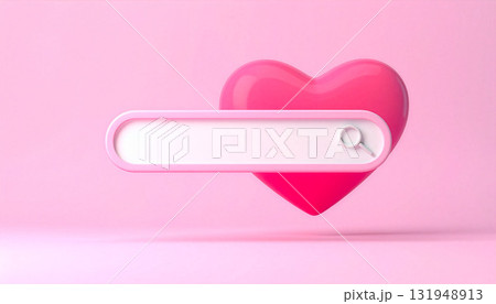 ピンクの可愛いハートと検索バー 131948913