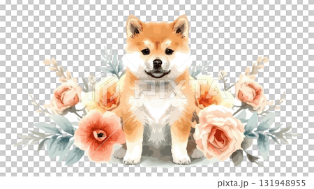 水彩で描いた柴犬のイラスト 水彩で描いた柴犬のイラスト 131948955