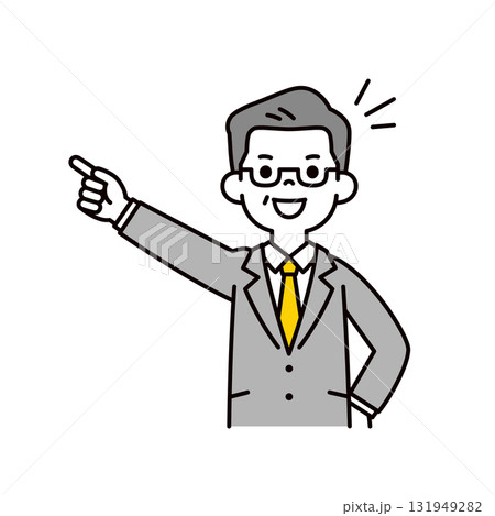 一部上場を目指す、年配の男性社長のシンプルな上半身ベクターイラスト素材 131949282