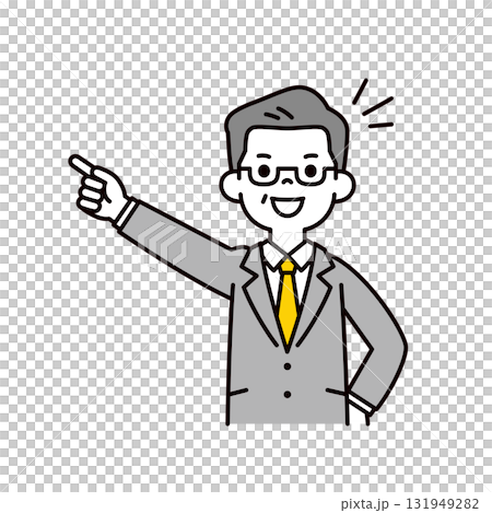 一部上場を目指す、年配の男性社長のシンプルな上半身ベクターイラスト素材 131949282