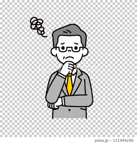 A simple upper body vector illustration of an elderly male manager suffering from poor business performance 131949286