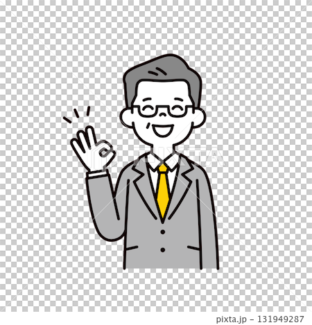 笑顔で了解・了承する、年配の代表取締役社長のシンプルな上半身ベクターイラスト素材 131949287