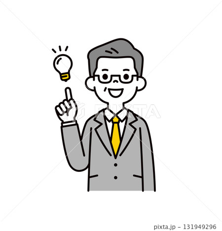アドバイスをする・提案する、年配のビジネスマンのシンプルな上半身ベクターイラスト素材 アドバイスをする・提案する、年配のビジネスマンのシンプルな上半身ベクターイラスト素材 131949296