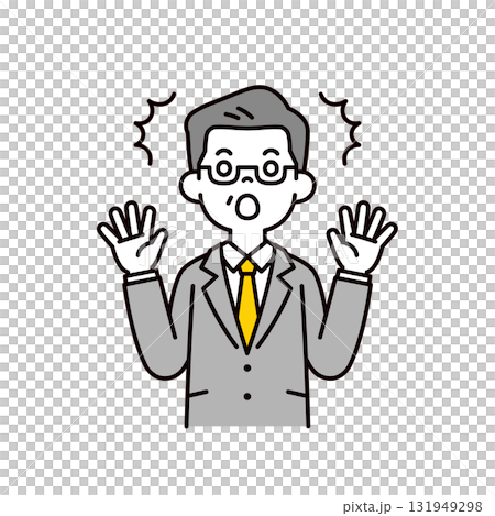 一位震驚的老年商人的簡單上身向量圖 131949298