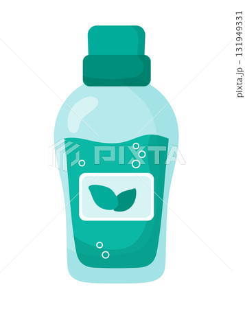Mint mouthwash illustration in flat style. Oral care. Vector illustration 131949331