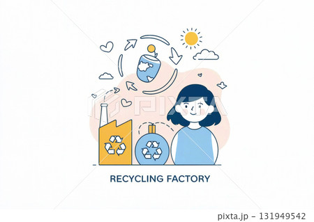 リサイクル工場と資源循環のイメージ リサイクル工場と資源循環のイメージ 131949542