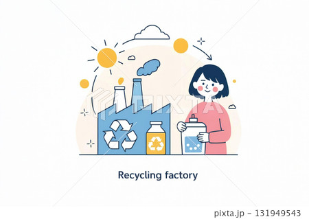 リサイクル工場と資源循環のイメージ リサイクル工場と資源循環のイメージ 131949543