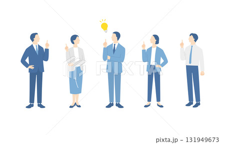 問題が解決したビジネスチームの全身イラストセット 問題が解決したビジネスチームの全身イラストセット 131949673