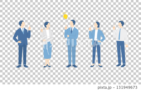 Full-body illustration set of a business team whose problems have been solved 131949673