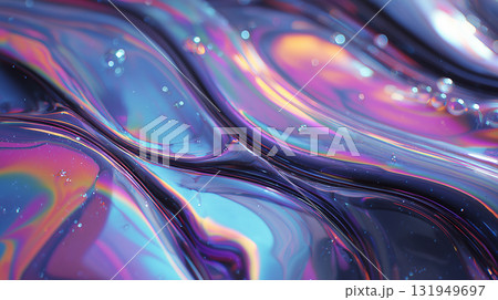 美しい抽象背景 | 流れるネオンの液体パターン 131949697