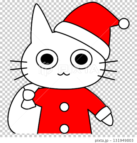 Cat character wearing Santa costume | Christmas, gift, present, winter, cute 131949803