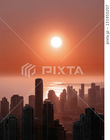 Urban Sunset Over Seascape Urban Sunset Over Seascape 131950207