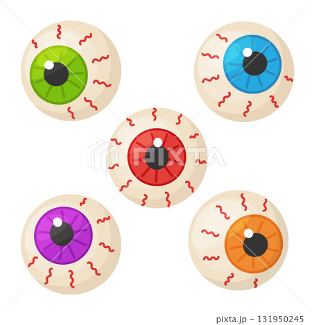 Halloween Eyeball Candy set. flat vector style. Halloween Eyeball Candy set. flat vector style. 131950245