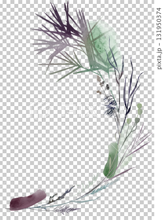 Watercolor boho autumn floral bouquet with dried leaves in earthy tones, wedding illustration 131950374