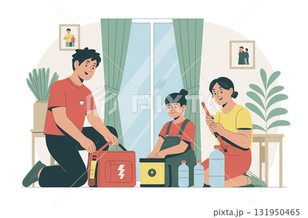 家庭で防災グッズを準備 家庭で防災グッズを準備 131950465