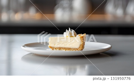 ホイップクリームを添えたクラシックチーズケーキの一切れ 131950776